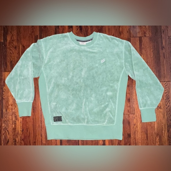 SUPERDRY Code S Logo Velour Oversized Crew in Mint Green Size XS/S - Picture 9 of 13